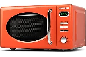 G3 Ferrari G10155 "Sapormio Vintage" Digitaler Kombi-Mikrowellenofen im Vintage-Stil, 1150 W, 20 Liter, 8 Programme, 4 Kochmodi, Inklusive Zubehör, 60-Minuten-Timer, Orange.