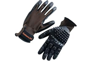 Animalon Fellpflege Handschuh aus Kautschuk (Doppelpack) | innovativer und praktischer Fellwechsel-helfer für Pferde und Hunde | Gummi-Striegel-Handschuh für Pferde besonders im Fellwechsel (S)