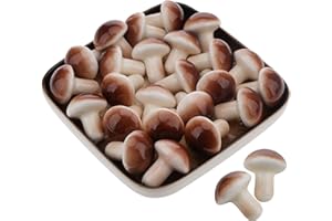 Meiwlong 30 funghi artificiali realistici in plastica grigia, decorazione di verdure finte, decorazione per casa, cucina, cibo, per abbellire e visualizzare la fotografia decorativa