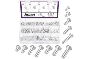 Swpeet 390 st 12 storlekar M3 M4 M5 M6 aluminium platt huvud halvrörformade nitar sortimentsats, runt platt huvud halvrörform