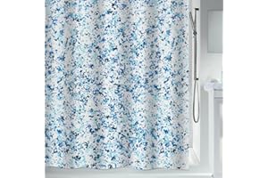 Spirella Zasłona prysznicowa antypleśniowa – antybakteryjna, nadaje się do prania, wodoszczelna, poliester, "Vision" 180 x 180 cm, niebieska