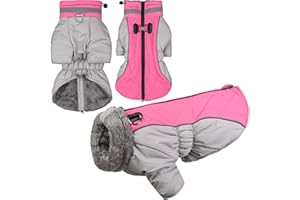 Yealay Dog Winter Coat Warm Fleece Lining Puppy Jacket Dogs Winter Jacket Warm Coats Waterproof Reflective Windproof Vest for Small Dog Clothes Cold Weather Apparel with D-ring (Pink, M)