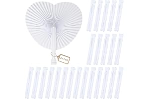 EFUTURETIME-paket med 24 bröllpshandskärmar, hjärtform, pappersfläktar, hopfällbara ficksläktar, vita för sommarevenemang, bröllopsdekoration, festfavoriser, bröllopsgäster, DIY