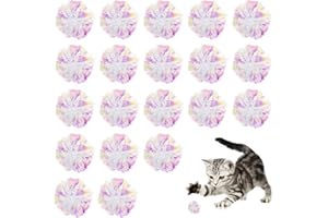 EupHHonycs 20 Pcs Cat Crinkle Balls, 2 Inches Mylar Shiny Balls Interactive Crinkle Ball Toys for Indoor Cat