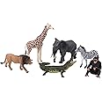 MOJO – Safari Playset with 6 Figures Giraffe, Zebra, Lion, Crocodile, Elephant, Chimpanzee | Hand-Painted Toy Figure | Wildlife Collection | True to Life & Highly Detailed | Designed in UK