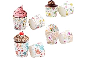 CAILIYA 200 Pcs Pirottini Cupcake,Pirottini di Carta per Cupcake,Pirottini per Muffin Decorazione Baking Cup per Stampi da Forno per Feste di Matrimonio e Compleanno (4 Stili)
