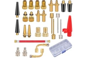 CRSUSUKJ 28x Adaptador de Valvula, Adaptador de Valvula para Bicicleta, Adaptador Valvula Bicicleta Set, DV SV AV Bicicleta Válvula Adaptador con Caja de Almacenamiento, Adaptador Presta Schrader