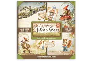 Stamperia - Scrapbook Paper Pad for Scrapbooking, Albums, Card Making, Bullet Journalling and More, Acid Free, Single Face, Perfect for Hobbies, Crafts, and Gifting (Hidden Grove) (20.3 x 20.3cm)