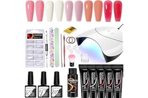 VANREESA Kit Ricostruzione Unghie Gel Completo con Lampada U V 5 Colori Kit Unghie Gel Completo con Matt Top Coat Set Unghie Gel Ricostruzione Regali per Donna