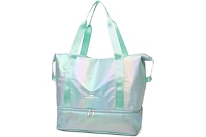 ZIOSINM Bolsa Deporte Grande, Bolsa de Viaje Impermeable Mujer, Bolsa Gimnasio Bolsa Fitness Bolsa Natacion con Compartimento para Mojados & Compartimento para Zapatos (Verde)
