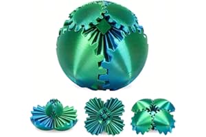 AUGESAK Gear Ball 3D Gedruckter,Fidget Stressball Erwachsene,Anti Stress Spielzeug,3D Bunt Rotierende Zahnradkugel,Adventskalender Füllung,zum Stressabbau im Büro(Blaugrün,Kugeldurchmesser:6.5cm)
