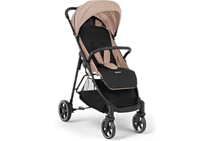 KIKKA BOO KikkaBoo Passeggino Leggero Compatto Fino a 22 kg ALEXA, Pieghevole con Una Mano, Schienale Reclinabile, Poggiapiedi Regolabile, Imbracatura a 5 Punti, Beige