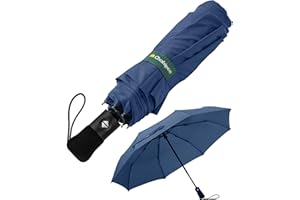 Chakipee Kompaktowy parasol podróżny, wiatroszczelny, mocny, automatyczny, składany, odporny na wiatr i deszcz, przenośny, tkanina 210T, 97 cm, 8 żeber, dla mężczyzn i kobiet, 8 żeber