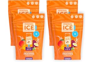 ZEBRASTIC Zebra ICE veganes Eis ohne Zuckerzusatz, Probierpaket Mango & Passionsfrucht 20 Stück | Früchtpüree Wassereis zum Einfrieren | Vegan - Glutenfrei - Lactosefrei