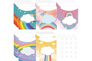 Harloon 200 Pcs Library Pockets Cute Library Card Envelope Classroom Job Chart Classroom Bulletin Board Decoration with 200 Pcs Glue Points for Back to School Public Library Classroom Office