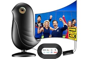 BAOLUOD TV Aerial Indoor with 380+ Miles Long Range & 360° Reception-Amplified Smart Digital 4K 1080P, Support All Older TV's with Amplifier Signal Booster 16.4Ft Coax Cable for Freeview Channels