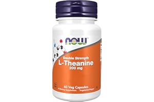 Now Foods L-Theanine, 200mg, 60 capsule Vegane, Aminoacido, Testato in Laboratorio, Senza Glutine, Senza Soia, Non OGM