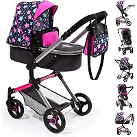 Bayer Design Puppenwagen Vario + Autositz – Grau Mit Krone, Für Puppen Bis 52 Cm, Mit Wickeltasche