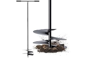 KADAX Ręczny świder do gruntu z metalu, wiertło do ziemi, wiertło do ziemi, świder gruntowy, wiertło do słupków do ogrodu, świder ziemny, świder ogrodowy (250 mm)