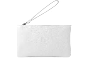 Parubi Pochette à Main Petite pour Femme, Mini Sac à Main en Cuir Souple Véritable Fabriqué en Italie, Pochette avec Cordon et Fermeture Éclair Élégante pour Femme et Fille (Aura)