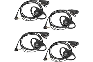 HYSHIKRA Oreillette de Talkie-walkie 1 Broche 2,5 mm Compatible avec Motorola TLKR T92 H2O T60 T80 T82 Extreme, Casque en Forme de D avec Micro (4 pièces)