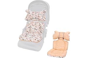 LAT LEE AND TOWN LAT Coussin Poussette Universelle, Réversible Coussin de Siège pour Poussette, Respirant Matelas Poussette Universelle, Reducteur Siege Auto Bebe Universel avec Appuie-tête Amovible (Lapin)