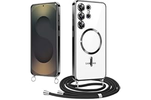 Woijrly Magnetic Mobile Phone Strap with Strap for Samsung Galaxy S25 Ultra Case, [Compatible with Magsafe] Mobile Phone Case with Adjustable Cord Removable, Crossbody Protective Case for Hanging