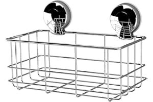 Showerdrape Shower Basket Storage Floating, Suction Bathroom Organiser For Toiletries Shampoo Holder Bathroom Accessories Chrome Shower Shelf No Drilling Bathroom Caddy Sponge Holder