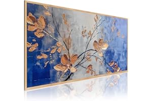 DekoArte - Quadri astratti dipinti a mano natura 140x70 cm FIORI - Dipinto su tela con cornice colore legno