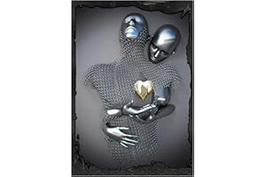 Nativeemie Affiche murale romantique amant coeur métal sculpture toile peinture sur le mur affiche abstraite statue mur art imprime photo décor à la maison 70x100cm/27.6 "x39.4 sans cadre