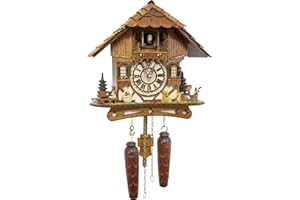 CUCKOO PALACE Cuckoo-Palace Orologio a cucù Tedesco - Chalet Romantico Valle dei mulini della Foresta Nera - con Animali meravigliosi - con Movimento al Quarzo Alto 26 cm