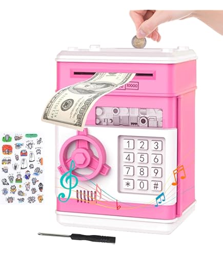Salvadanaio Elettronico Per Bambini - Con Tastiera, Senza Password, Per Monete E Banconote, Regalo Educativo 3-12 Anni