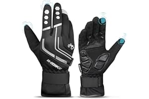 INBIKE męskie rękawice rowerowe, zimowe, górskie, wodoodporne, z podszewką z polaru dotykowego, ogrzewane do narciarstwa, rower szosowy