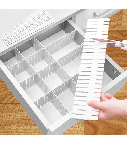 12 Divisori Per Cassetti Regolabili 43x7 Cm - Organizer In PVC Trasparente Per Vestiti, Cucina, Bagno E Ufficio