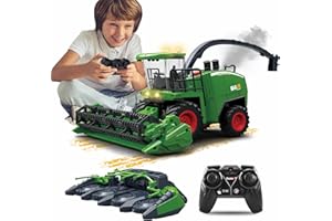 PENGBU RC Jouet moissonneuse-batteuse à partir de 3, 4, 5, 6 ans, moissonneuse-batteuse télécommandée, pour grands enfants avec pulvérisations, lumière et son, cadeaux de Noël pour enfants