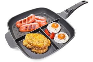 Jean-Patrique Lazy Pan for Breakfast Egg Poacher Frying Pan with Multi Sections Griddle Non Stick Pans for Gas, Electric, Induction & Oven Egg Poaching Pan Lighter Than Cast Iron
