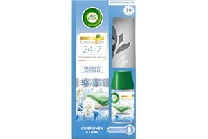 AIRWICK Air Wick Automatic Air Freshener Freshmatic Spray Kit, Cirsp Linen & Lilac, 1 Gadget & 1 Refills (250ml), Natural Essential Oils, Last up to 70 Days, Air freshener