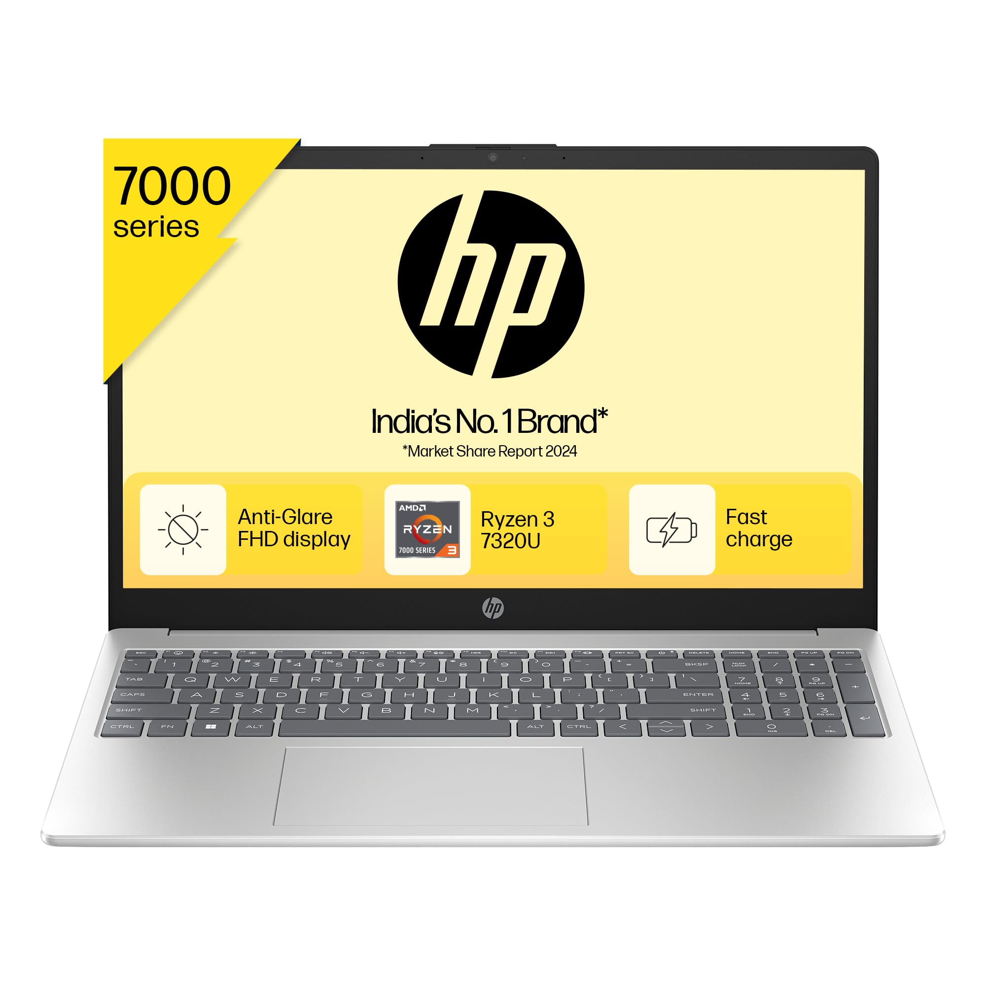 HP 15 AMD Ryzen 3 7320U (8GB Ram/512GB SSD/Fhd/15.6" (39.6 Cm)/Backlit Keyboard/Windows 11/Ms Office 21/1.59Kg/Silver) Fc0026Au Laptop