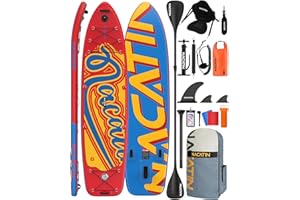 NACATIN Tabla de paddle para la familia, tabla de remo hinchable de 12 pulgadas con kit de conversión de kayak, kit completo de surf para adultos, con remo individual o doble, asiento de kayak y otros