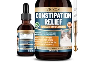 VICSOM Constipation Relief for Cats, Cat Constipation Treatment for Kittens & Senior Cats, Helps Soften Stool, Support Digestion & Intestinal Motility, Gentle Formula for Daily Use, Chicken Flavor, 60ml