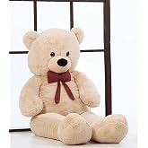 100% LOCAL - Special GIFT for Lover - 150 cm Plush Bear with Bow Tie - GIANT Size Beige