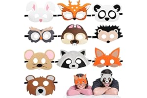 Huahuanghui 10 Pezzi Animali Feltro Mascherine,Maschere di Animali,Paw Dog Patrol Mascherine Feltro,Maschere da Festa,Cosplay Mascherina,per Cosplay Natale Halloween