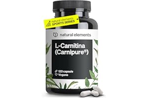 NATURAL ELEMENTS L-Carnitina 2000 con Carnipure, 2000 mg di L-carnitina per Dose Giornaliera, 120 Capsule Vegan, ad Alto Dosaggio e Senza Additivi, Prodotto e Testato in Laboratorio in Germania