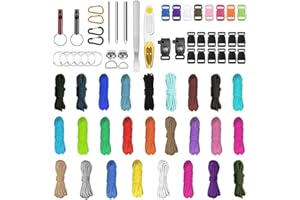 Peelanmall Paracorde 550 en nylon, corde paracorde de 4 mm, kit de bandes de corde de parachute multicolores, bracelet paracorde, kit de bracelets DIY, pour porte-clés, laisses pour chiens, laisses