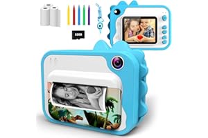 Uleway Macchina Fotografica Istantanea per Bambini,Fotocamera Digitale 1080P HD Videocamera Obiettivo con 32GB Scheda SD, 5 Penne colorate,Regalo Giochi Bambini 3-12 anni di Compleanno(Blu)