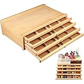 Opbergdoos voor verfkwasten, houten kunstenaarsbenodigdheden organizerbox met 4 verwijderbare laden, premium dennenkunstopbergdoos voor potloden, pennen, markers, penselen en kunstbenodigdheden
