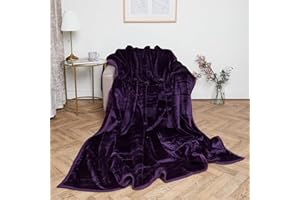 Rohi Luxury Fleece Throw Blanket King Size - Super Soft Warm & Fluffy Blanket - Plum Throw for Sofa - Couch Throw Fleece Blanket - 200x240cm