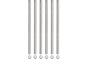 Rebower Tige Filetée Entièrement Filetée (avec 6 Écrous Hexagonaux), Tiges en Acier Inoxydable Entièrement Filetées - M5 X 250mm, Pas de 0,8mm / Argent / 6 Pièces