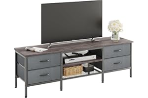 CAIYUN TV Stand with Storage, TV Table 63 Inch with Drawers for 65 70 Inch TV, TV Console Table, TV Bench for Living Room, Bedroom(Grey,63 Inch)