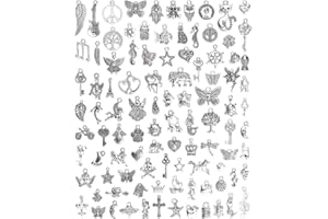 VYZUTR 100 Pezzi Ciondoli Misti Bigiotteria Charm Antico Argento Ciondoli Antico Ciondolo in Argento Charms per Orecchini Bracciale Collane Ornamenti Artigianali